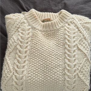 Cream Fisherman’s Knit Sweater 100% wool made in Ireland